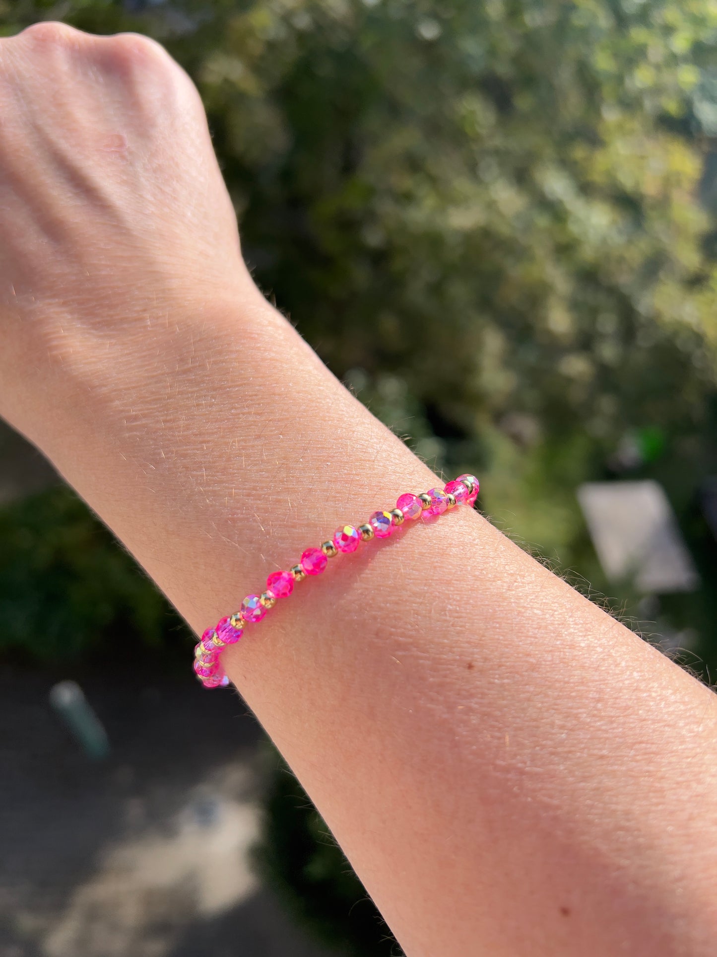 Armband aus facettiertem österreichischem Kristall in Pink – 4 mm, wahlweise pur, mit 925er Silber oder vergoldetem Edelstahl