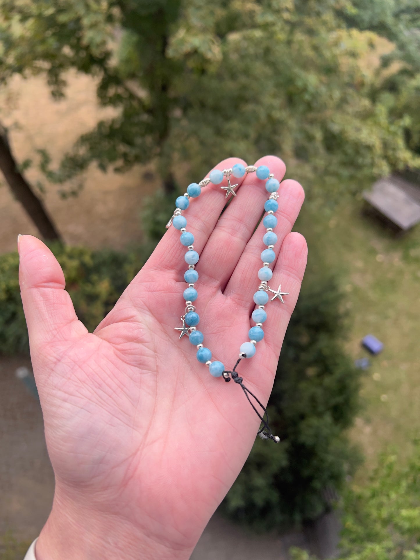 ✨ Larimar Fußkettchen – Harmonie & Meeresenergie (6 mm, AAA Qualität) ✨