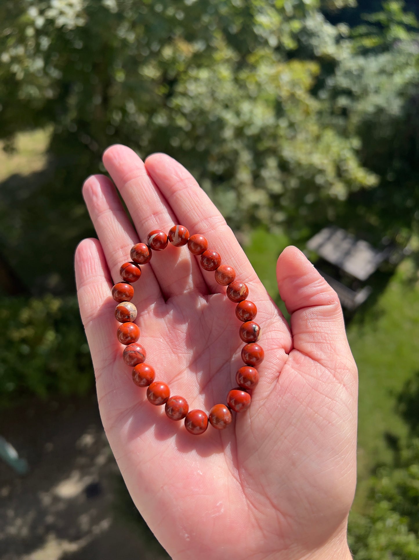 Roter Jaspis Armband - Erdung, Mut & Lebenskraft ( 8mm , AAA - Qualität )