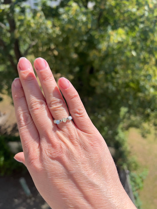 Morganit Ring 4 mm facettiert – Edelstahl Silber | Herz | Handgefertigt