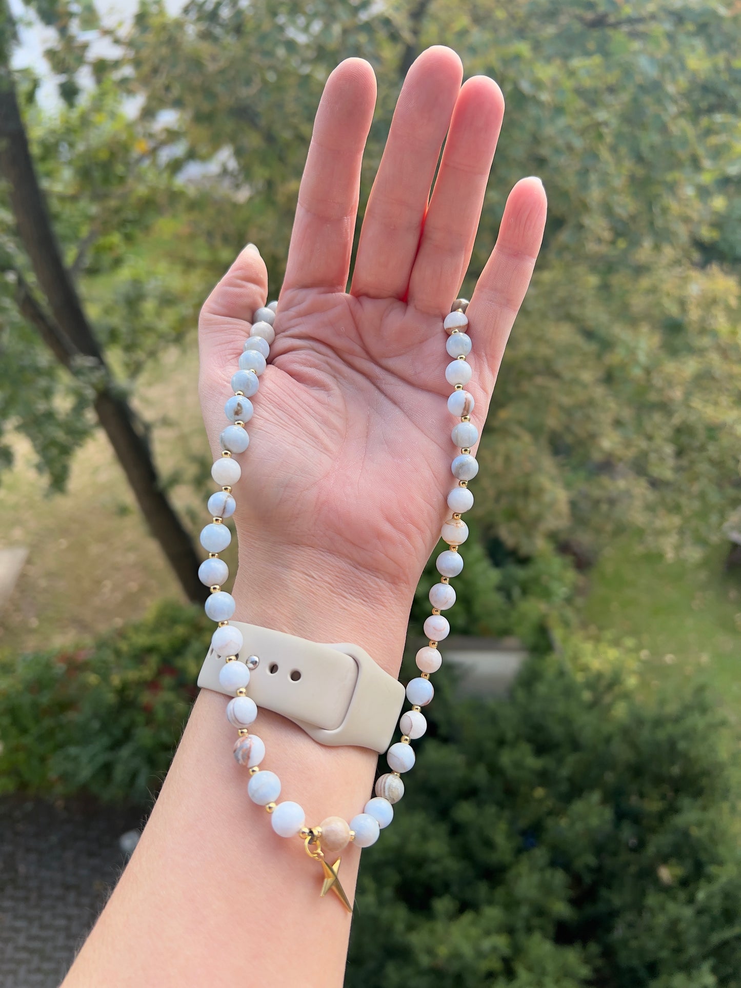 Chalcedon hellblau 8mm -Frieden , Kommunkation & himmlische Klarheit