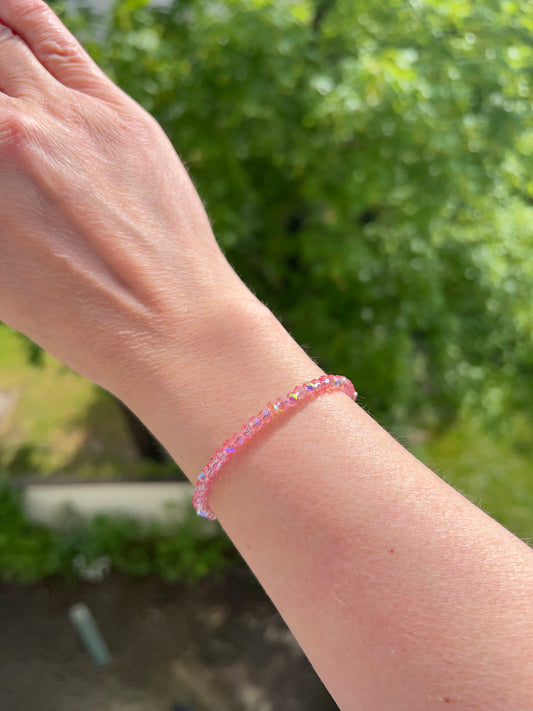Facettiertes Kristallarmband Rosé-Pink – 4 mm | österreichischer Kristall | 925 Silber