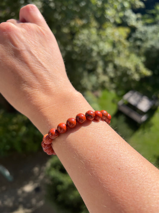 Roter Jaspis Armband - Erdung, Mut & Lebenskraft ( 8mm , AAA - Qualität )