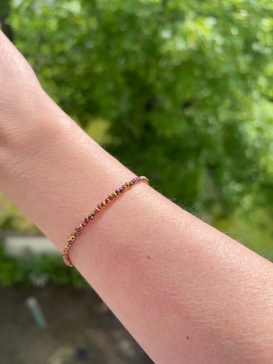 Filigranes Kristallarmband Rosé & Bronze – 2 mm | österreichischer Kristall | 925 Silber