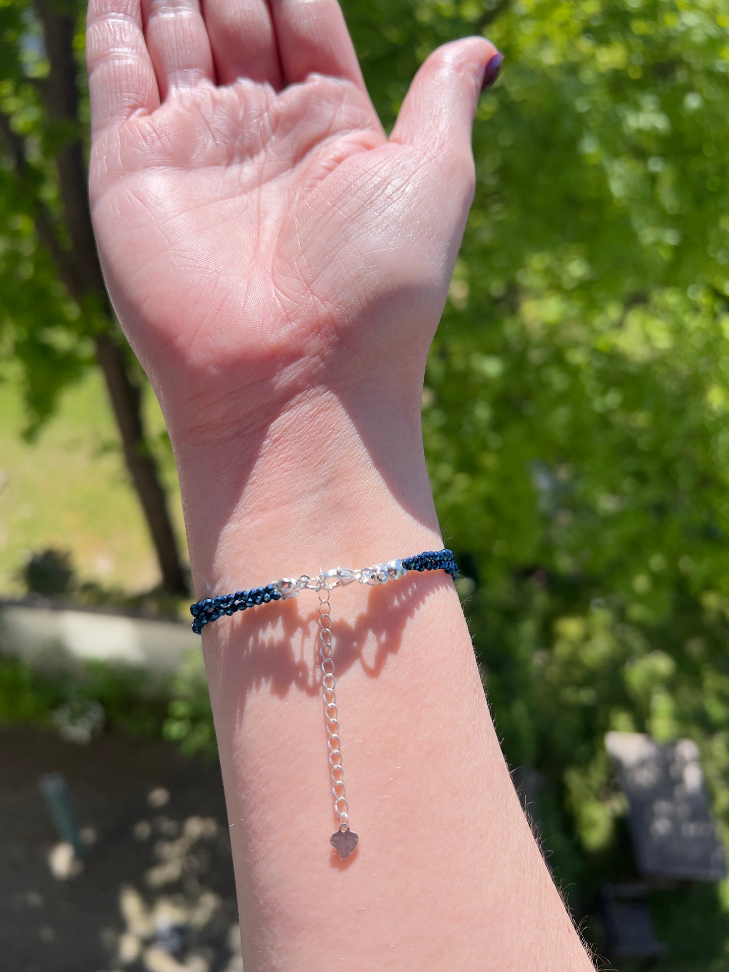 Filigranes Doppelarmband aus österreichischem Kristall in Blau – 2 mm | Edelstahl & 925 Silber
