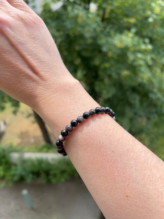 Armband „Innere Stärke“ – Schwarzer Turmalin & Silberflash-Obsidian | 6 mm Edelsteinarmband
