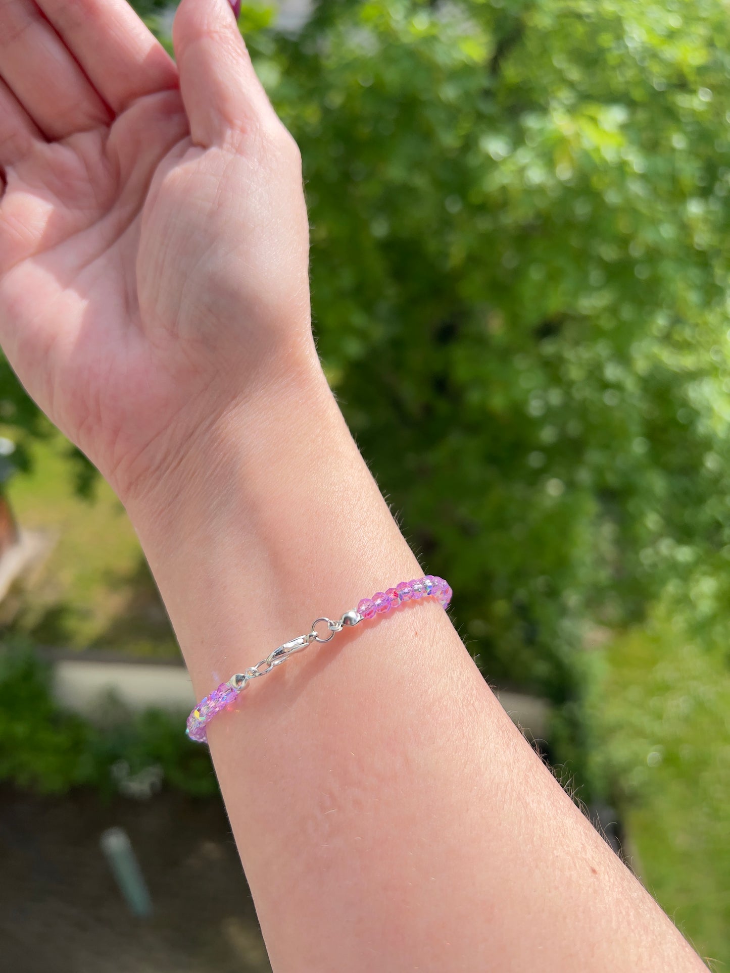 Facettiertes Kristallarmband Lavendelglanz – 4 mm | österreichischer Kristall | 925 Silber
