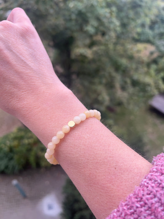 Citrin-Armband 6 mm mit 925er Silber-Charm (14K vergoldet) | Lebensfreude, Fülle & innere Stärke
