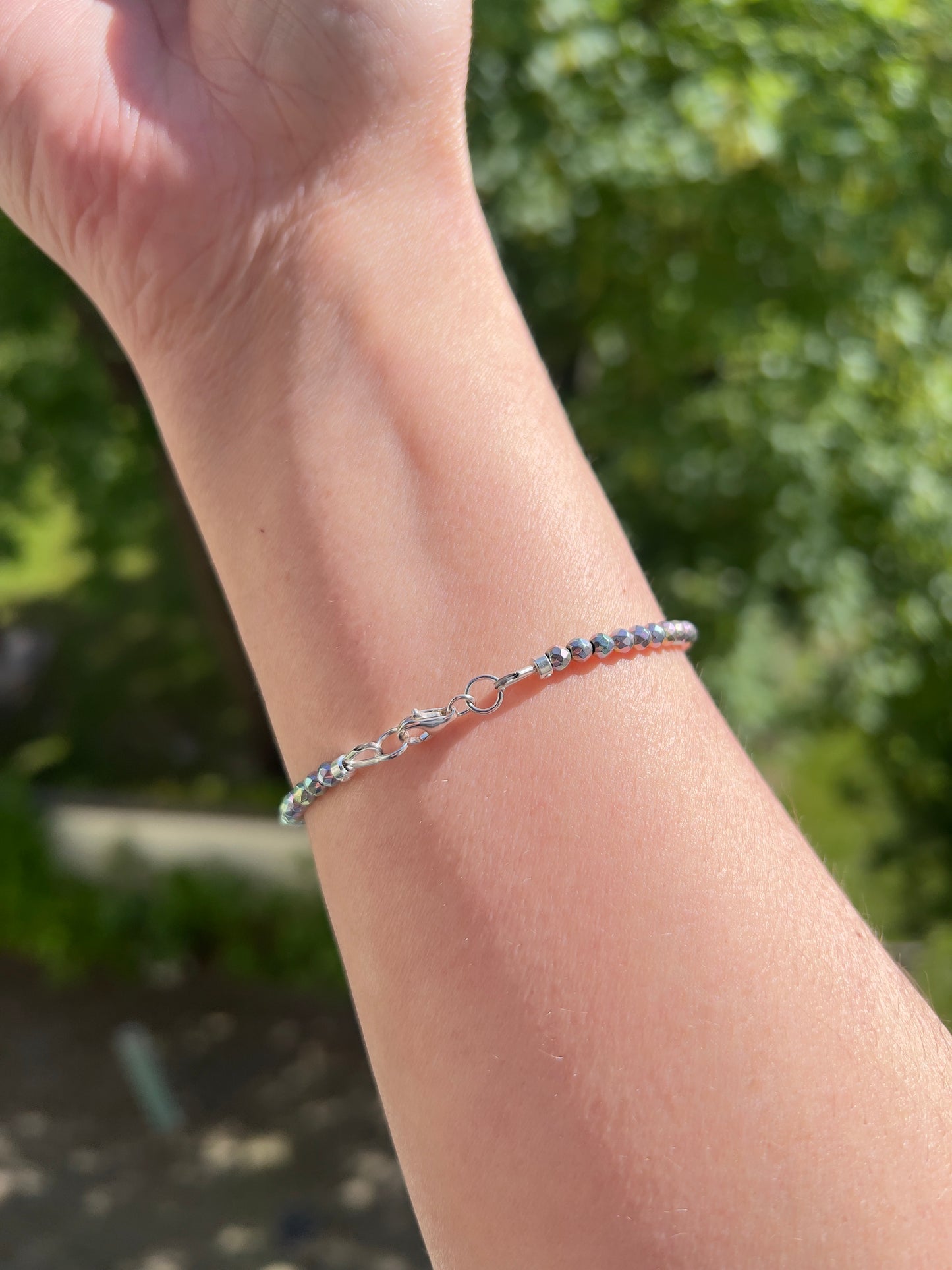Aura-Armband „Bionetic Glow“ – österreichischer Kristall mit Aura-Beschichtung & 925er Silber | 18 cm