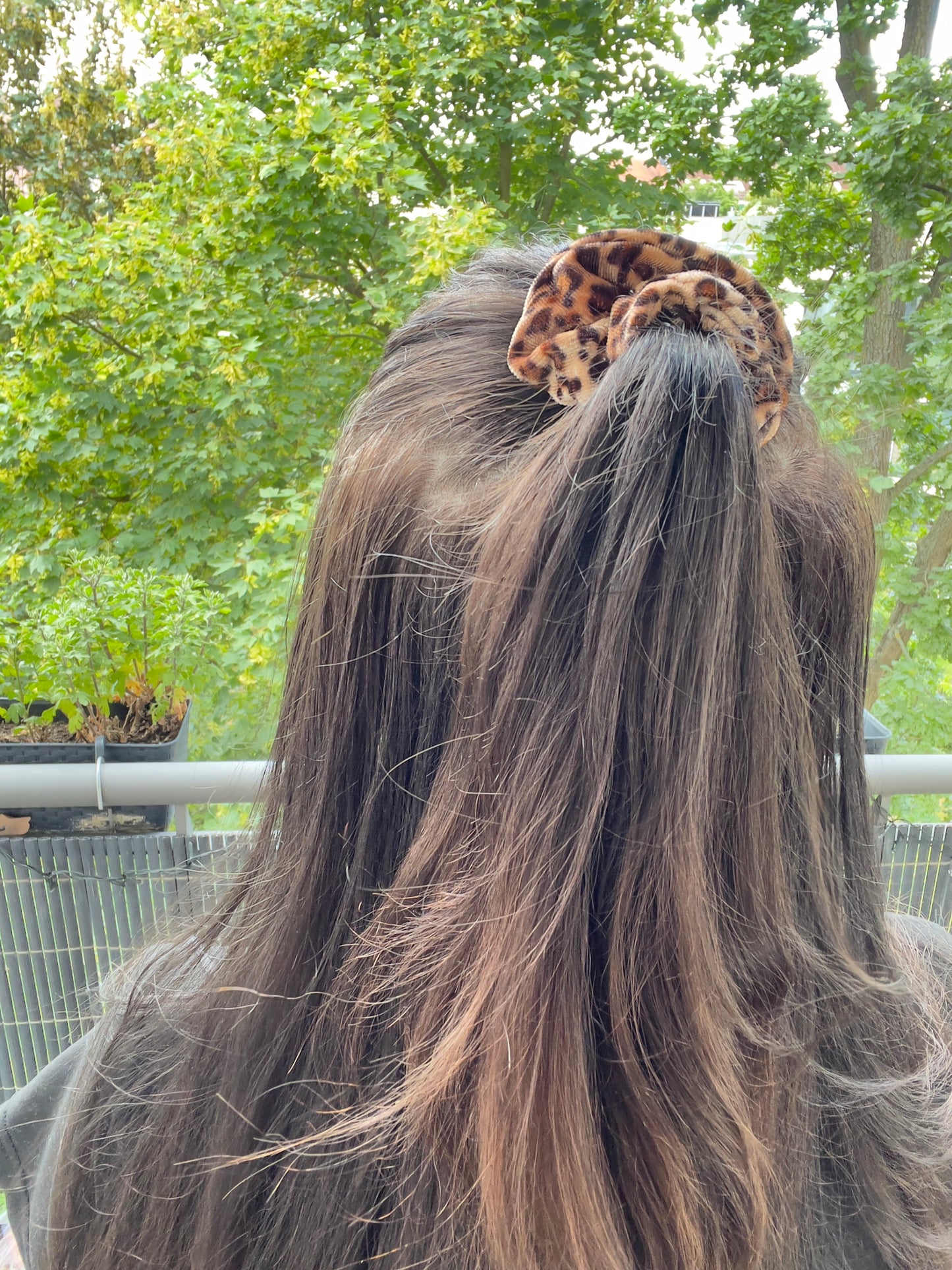 Samt-Scrunchie Leo – Weiches Haarband im trendigen Leoparden-Look