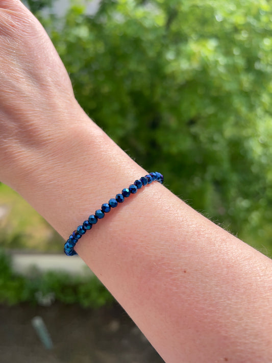 Facettiertes Kristallarmband Blau – 4 mm | österreichischer Kristall | 925 Silber