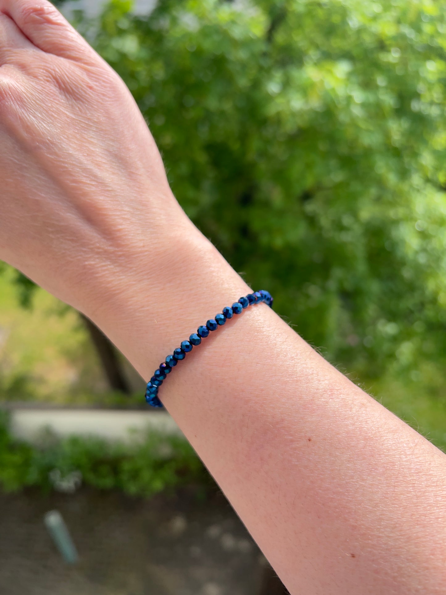 Facettiertes Kristallarmband Blau – 4 mm | österreichischer Kristall | 925 Silber