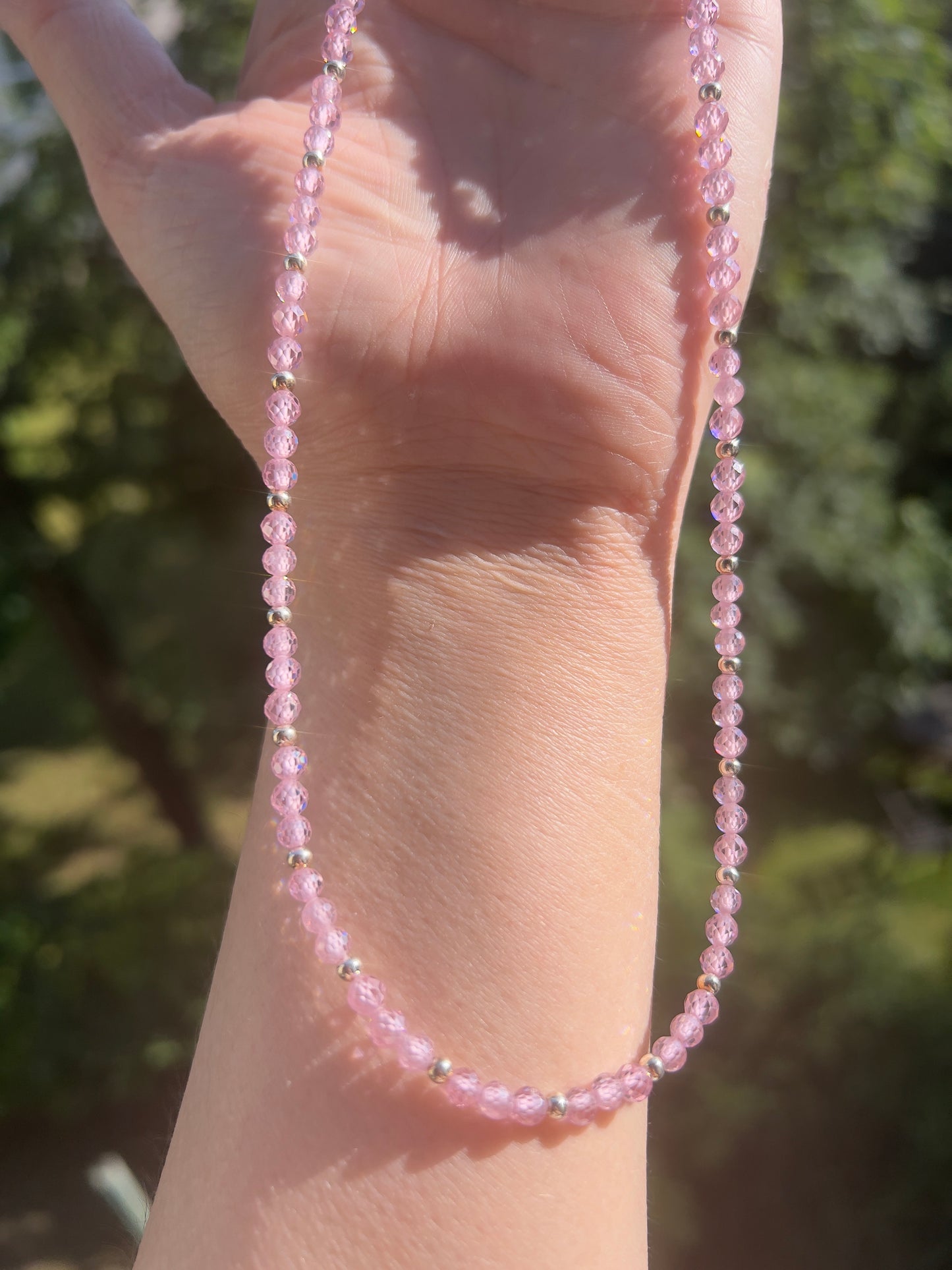 Zarte Eleganz - Rosa Zirkonia  ( 4mm ) mit 925er Silber