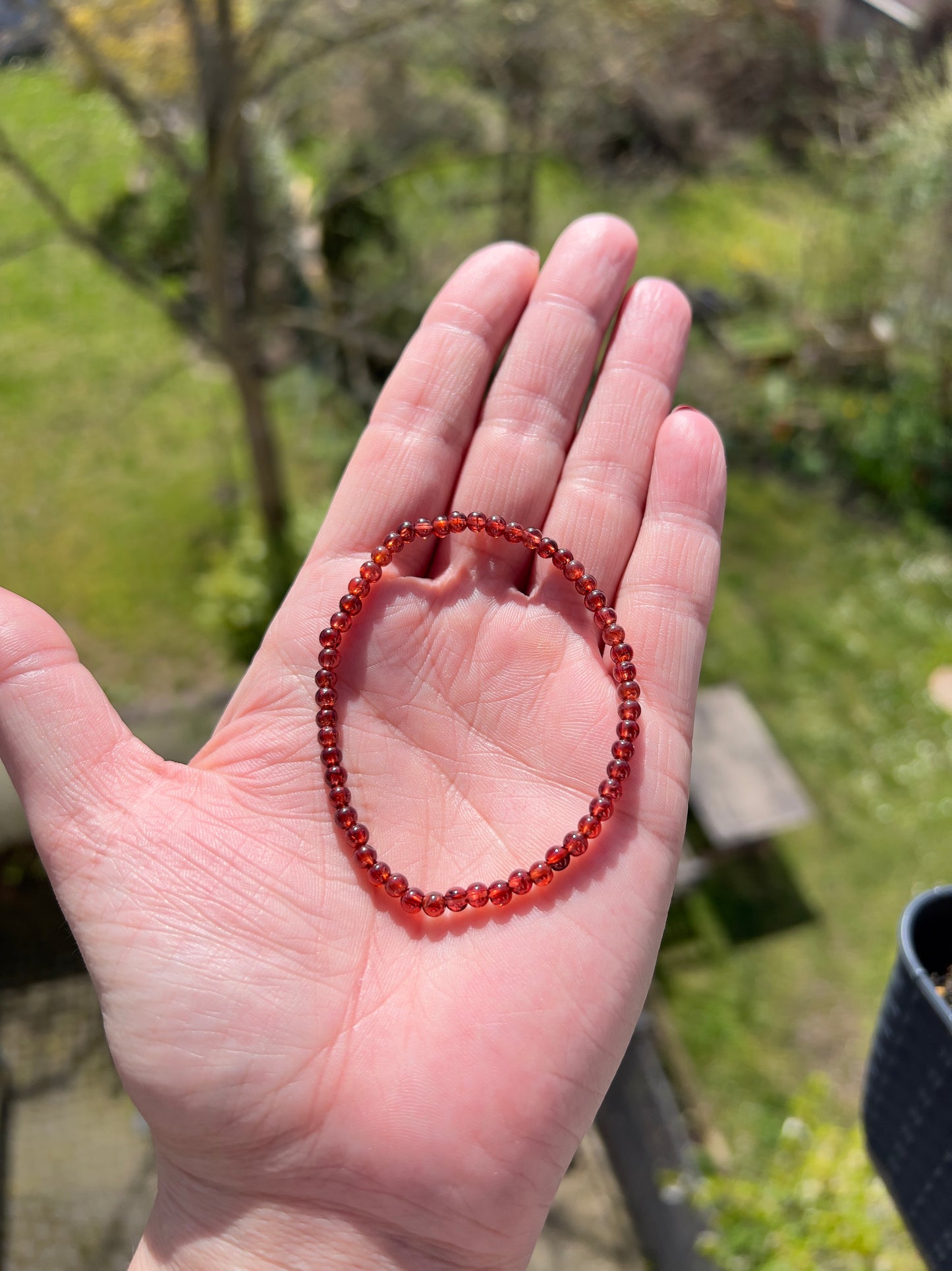 Oranger Granat Armband 3 mm - elastisch