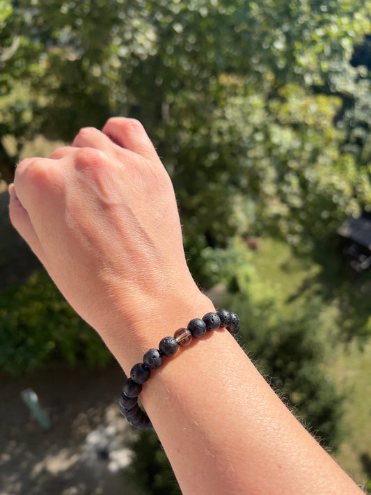 Lavastein & Rauchquarz Armband – 8 mm – Erdung, Schutz & innere Ruhe