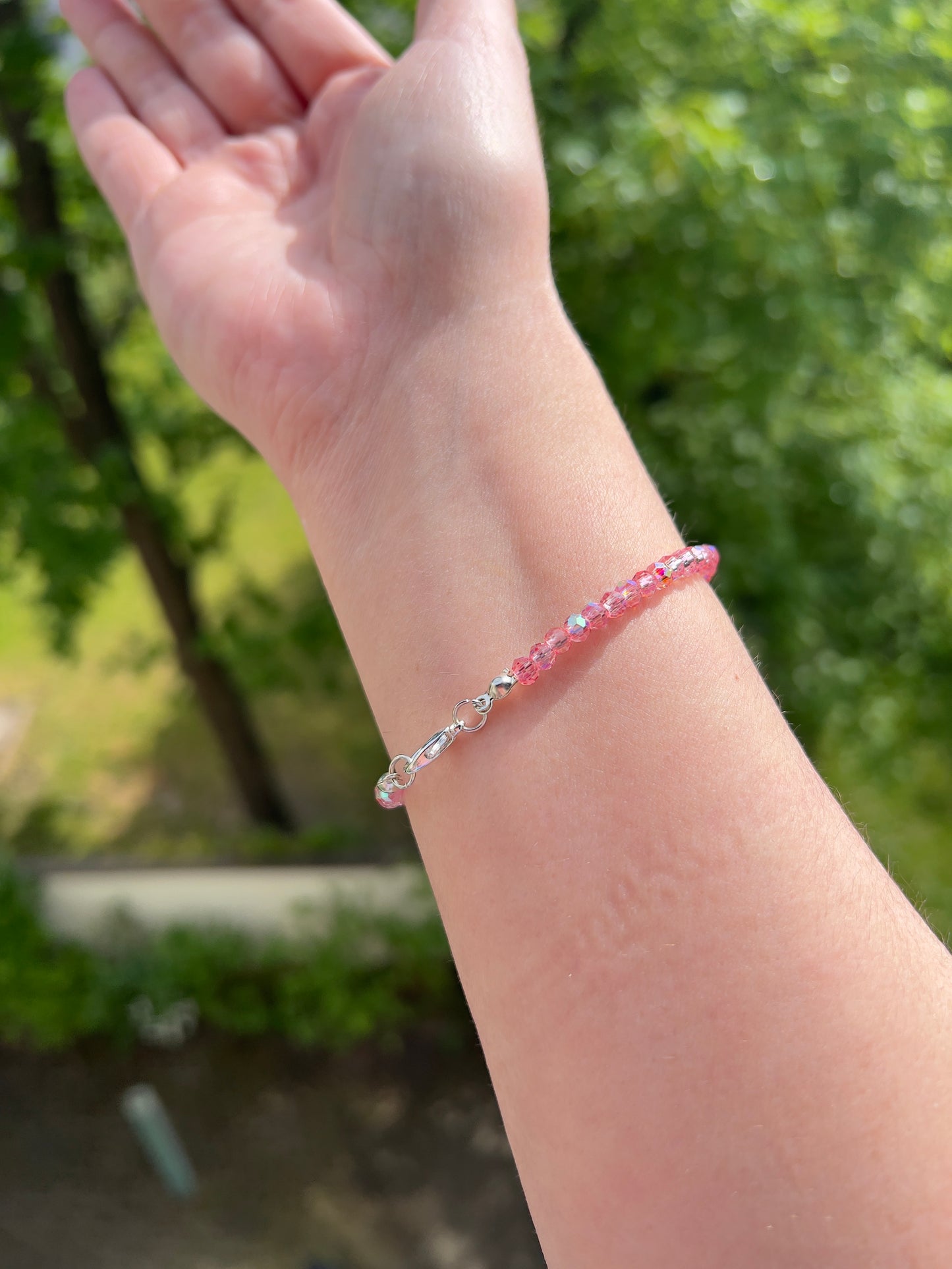 Facettiertes Kristallarmband Rosé-Pink – 4 mm | österreichischer Kristall | 925 Silber
