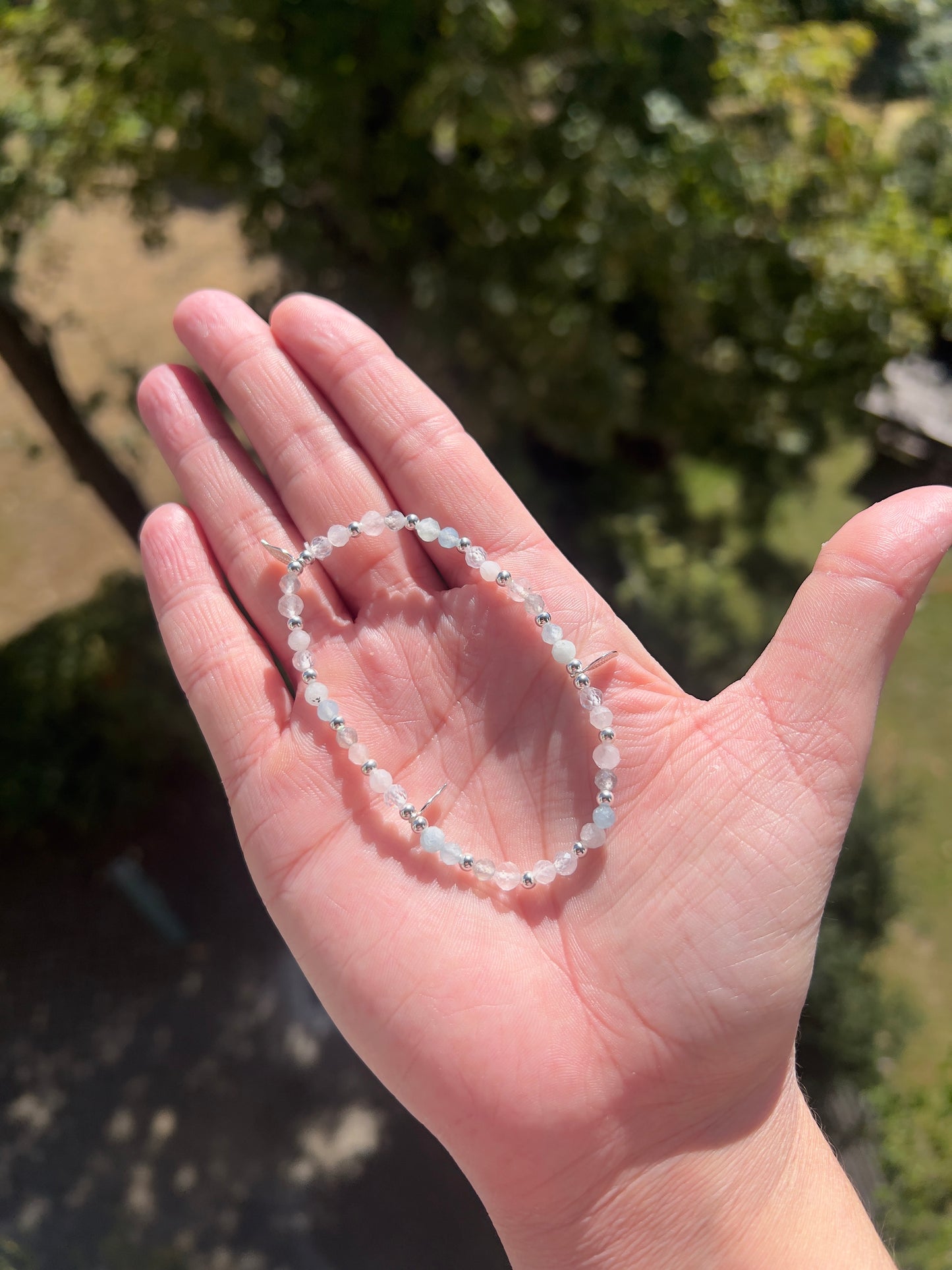 Engelslicht Armband – 4 mm facettiert | Aquamarin, Morganit, Labradorit, Rosenquarz, Mondstein, Zirkonia & 925er Silber