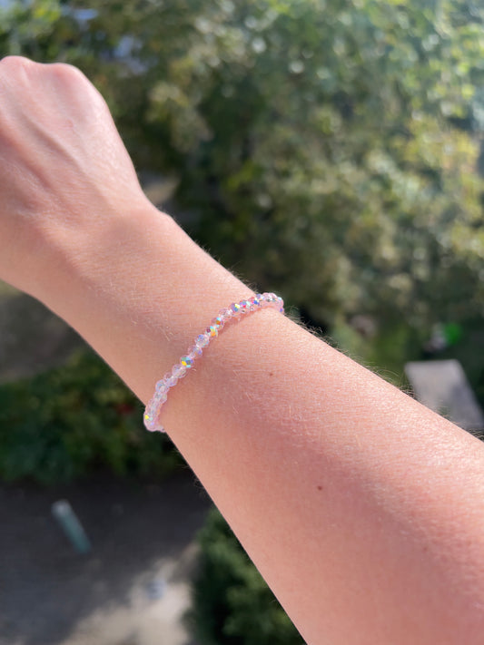 Armband aus facettiertem österreichischem Kristall in zartem Rosé – 4 mm, wahlweise pur, mit 925er Silber oder vergoldetem Edelstahl