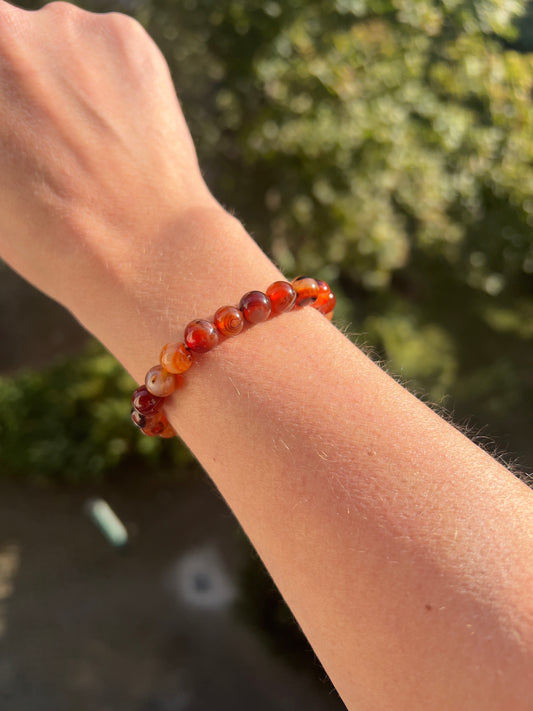 Roter Achat Armband 8 mm – AAA-Qualität – Schutz & innere Stärke