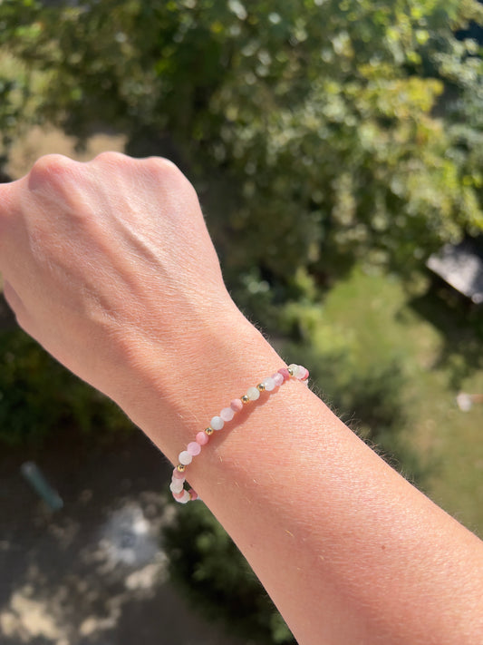 Armband Herzenskraft & Selbstliebe | Morganit · Rosenquarz · Rhodonit · Edelstahl vergoldet