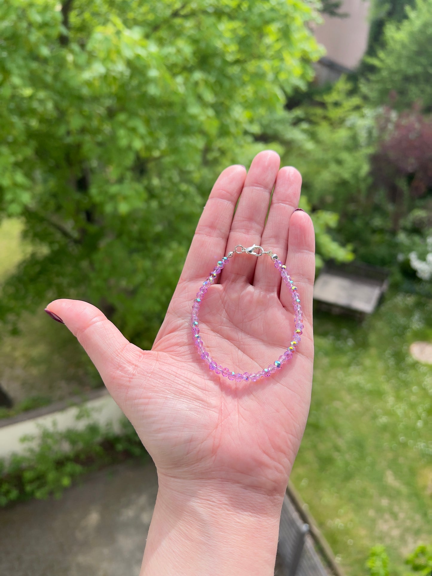 Facettiertes Kristallarmband Lavendel – 4 mm | österreichischer Kristall | 925 Silber