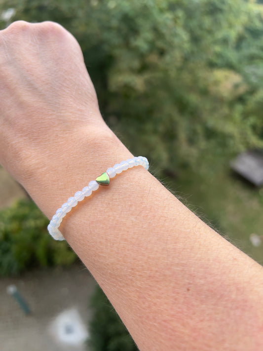 Opalit-Armband 4 mm mit Aura-Hämatitherz | Harmonie & Schutz