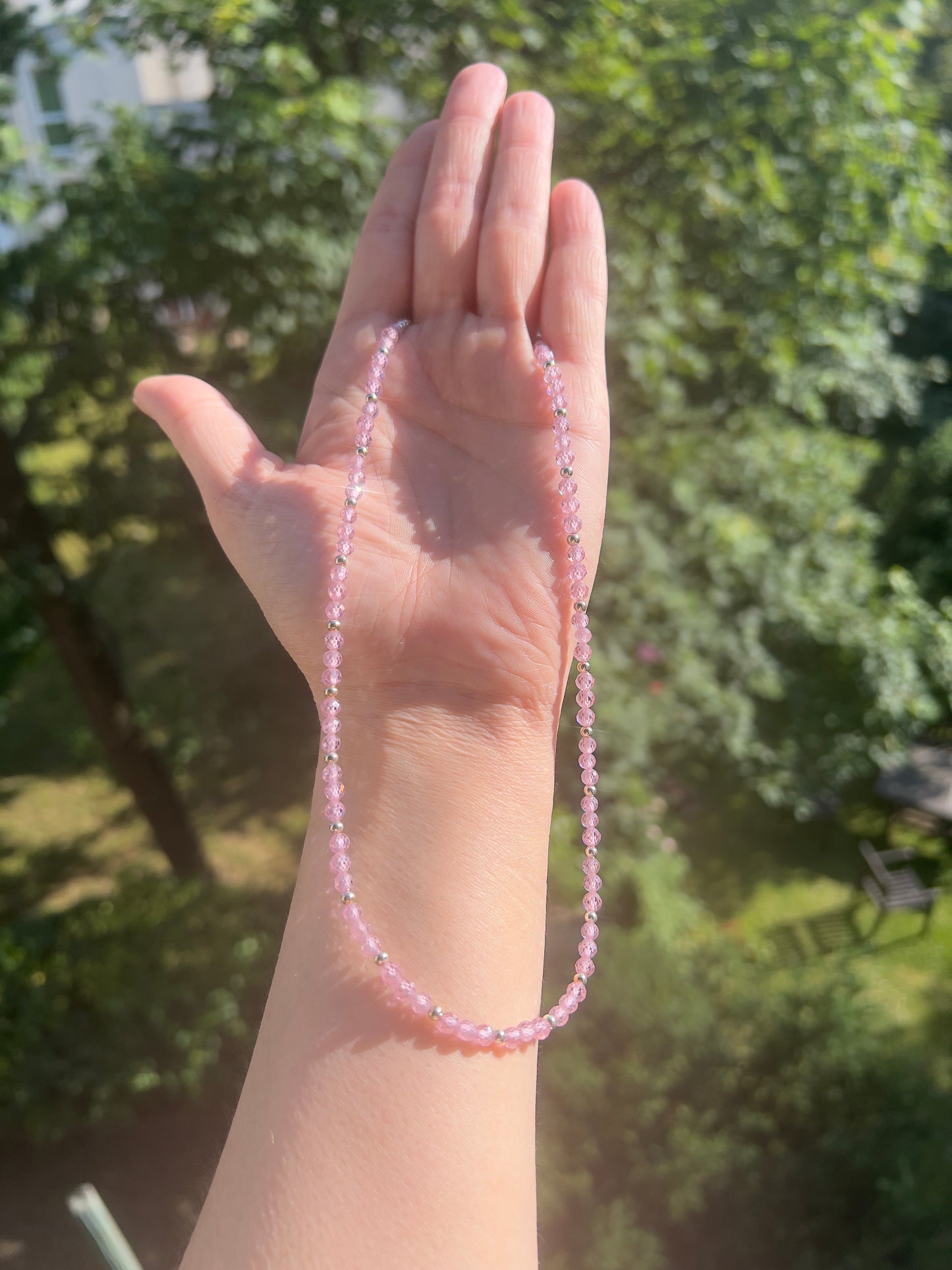 Zarte Eleganz - Rosa Zirkonia  ( 4mm ) mit 925er Silber