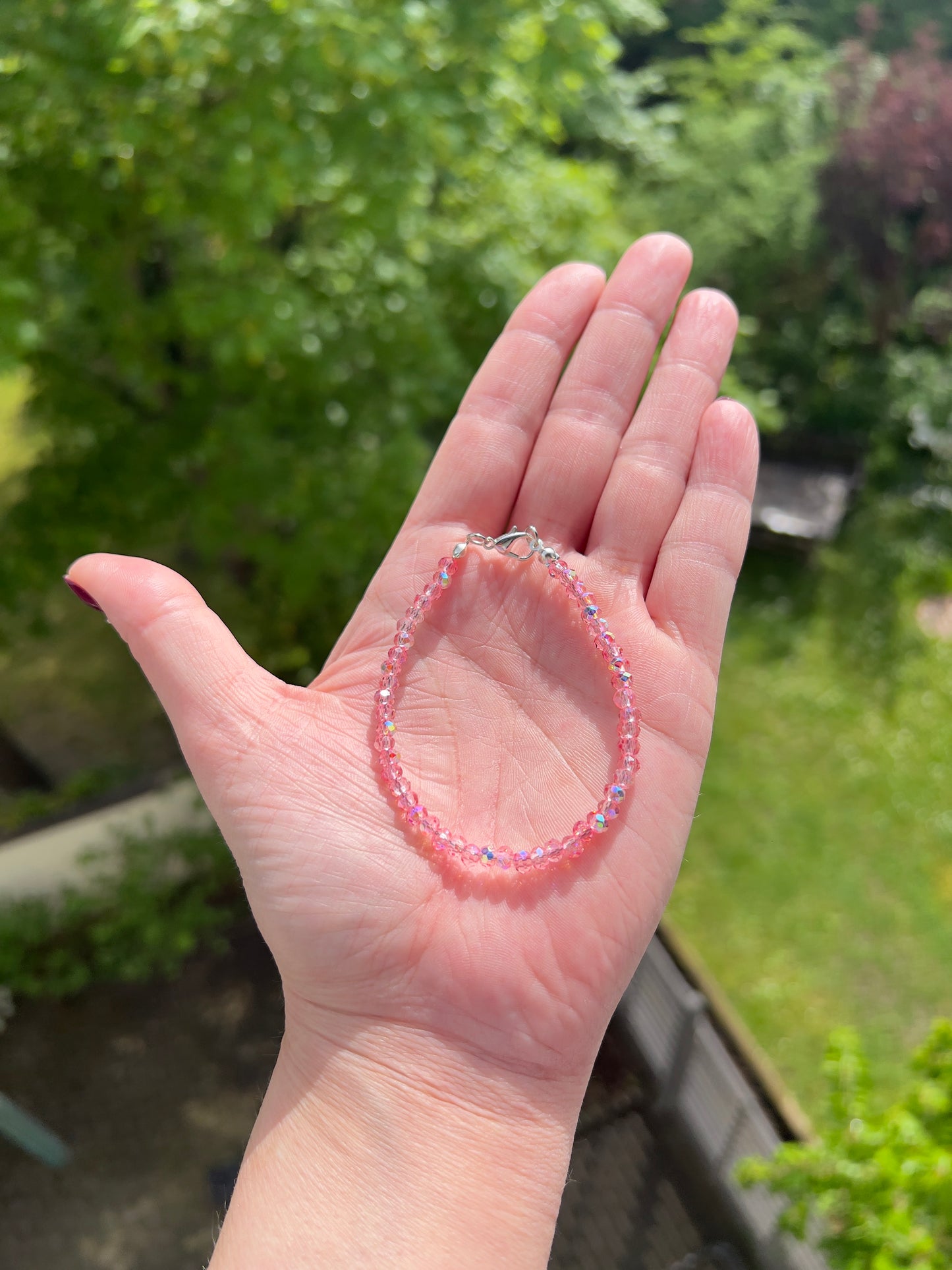 Facettiertes Kristallarmband Rosé-Pink – 4 mm | österreichischer Kristall | 925 Silber