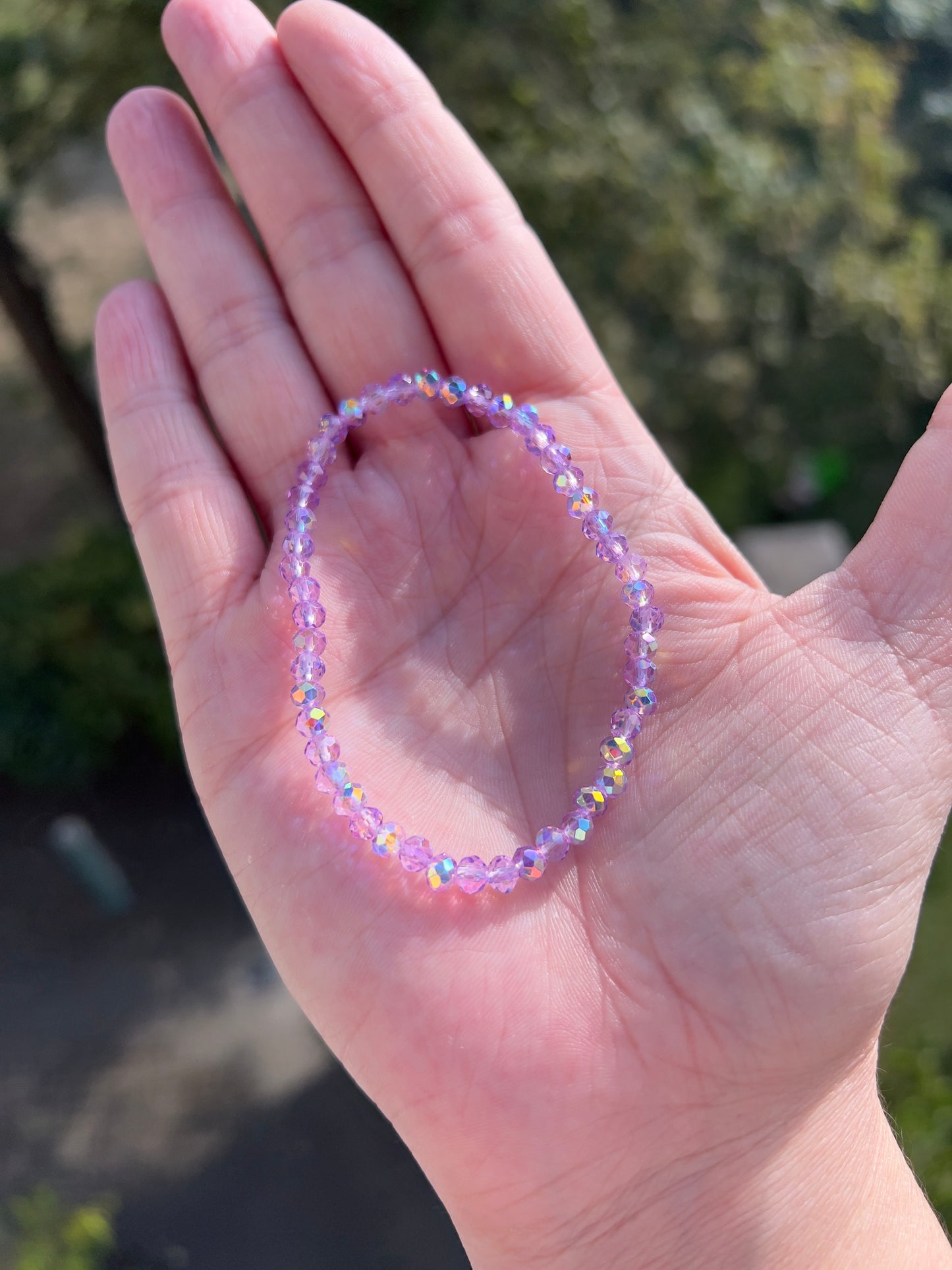 Armband aus facettiertem österreichischem Kristall in Lavendel – 4 mm, wahlweise pur, mit 925er Silber oder vergoldetem Edelstahl