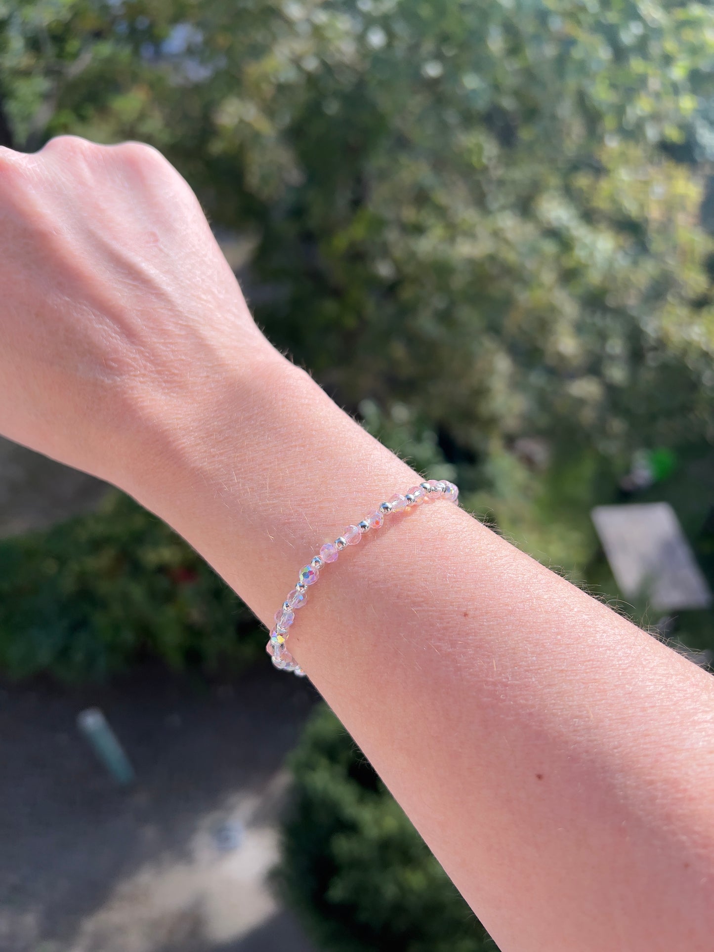 Armband aus facettiertem österreichischem Kristall in zartem Rosé – 4 mm, wahlweise pur, mit 925er Silber oder vergoldetem Edelstahl