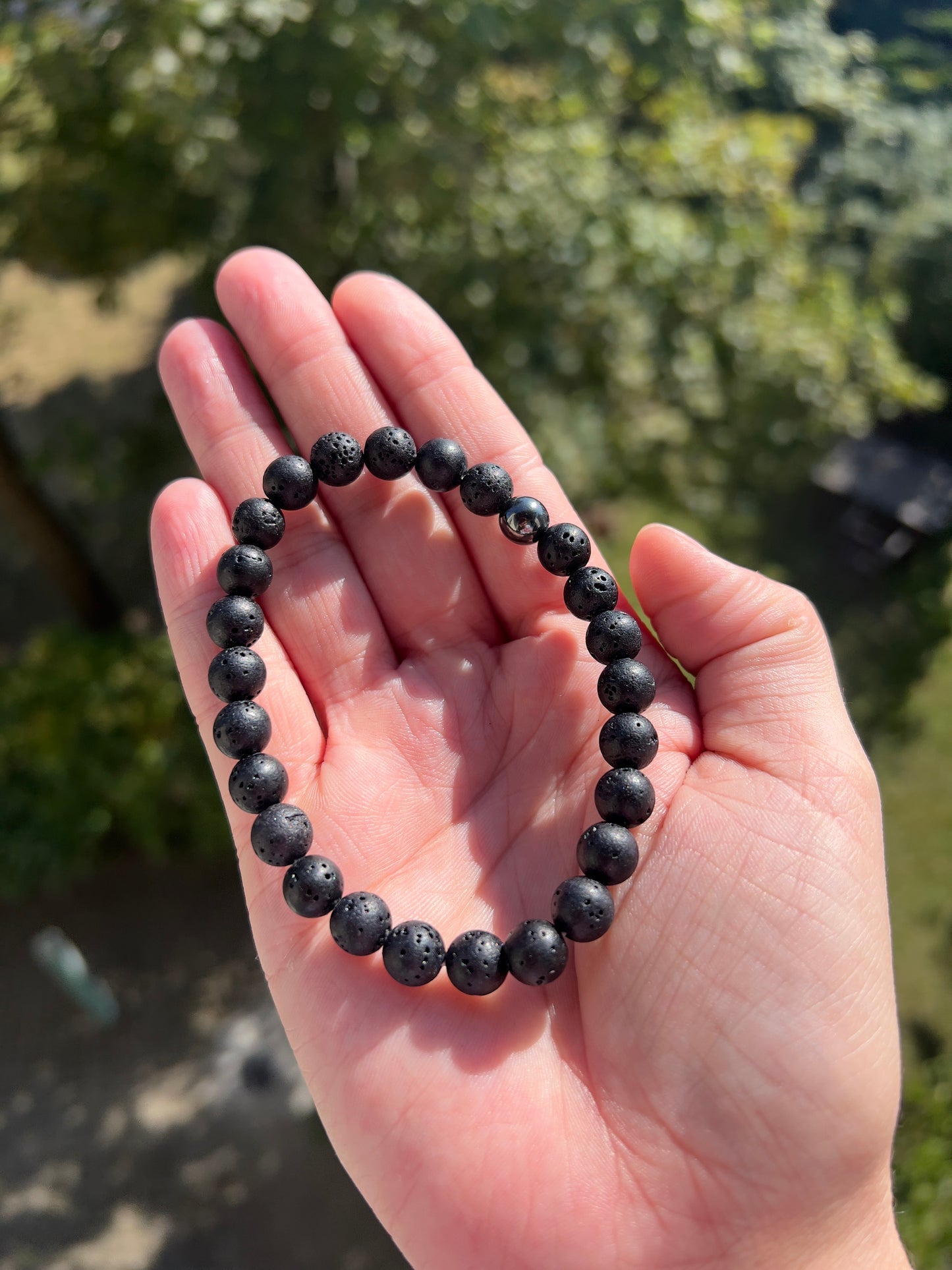Lavastein & Hämatit Armband – 8 mm – Erdung & innere Stärke