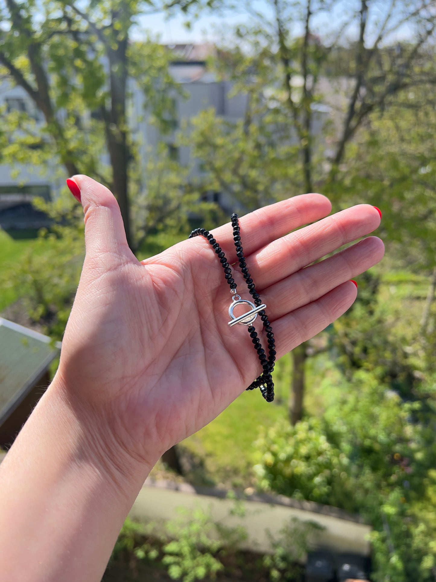 Kette „Schutz & Wandel“ – Schwarzer Achat 3,5 mm facettiert wandelbar | 48 cm Edelstahl