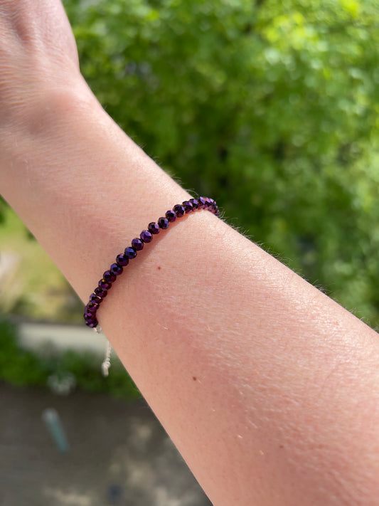 Facettiertes Kristallarmband in Lila – 4 mm | österreichischer Kristall | 925 Silber