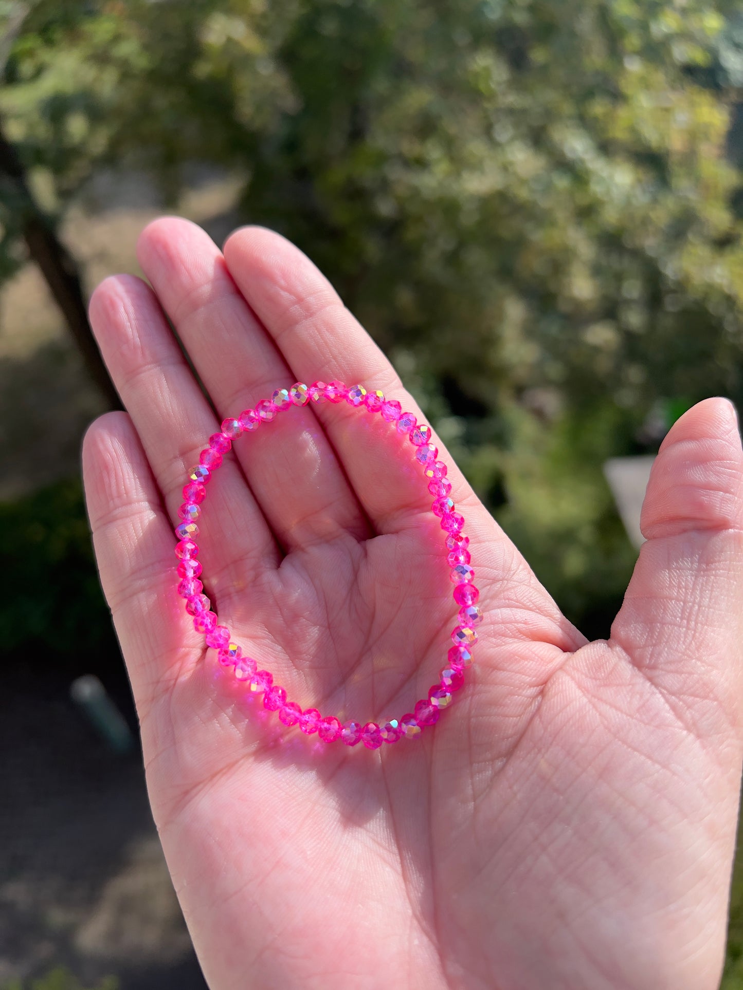 Armband aus facettiertem österreichischem Kristall in Pink – 4 mm, wahlweise pur, mit 925er Silber oder vergoldetem Edelstahl
