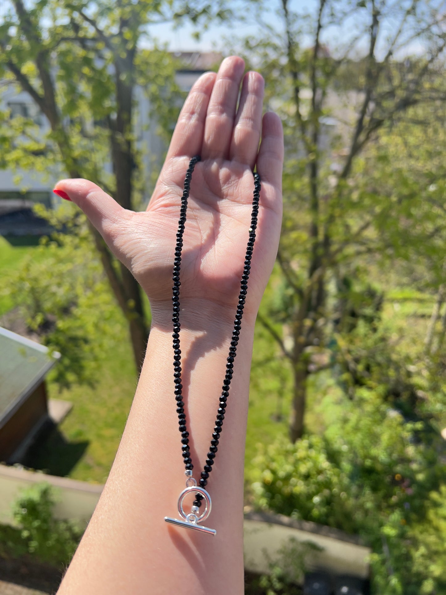 Kette „Schutz & Wandel“ – Schwarzer Achat 3,5 mm facettiert wandelbar | 48 cm Edelstahl
