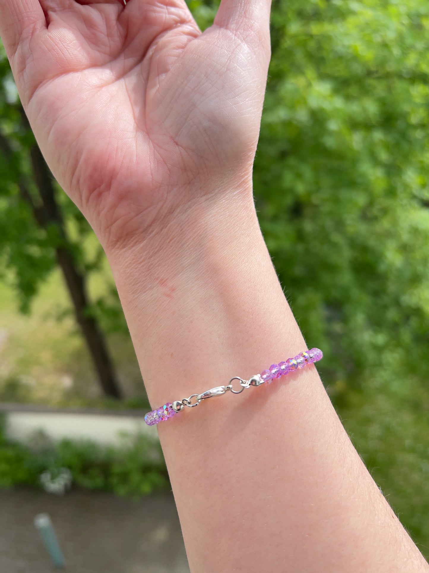 Facettiertes Kristallarmband Lavendel – 4 mm | österreichischer Kristall | 925 Silber