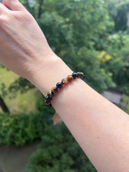 Schutz & Fokus - Armband aus Tigerauge, Achat & Turmalin - 8mm