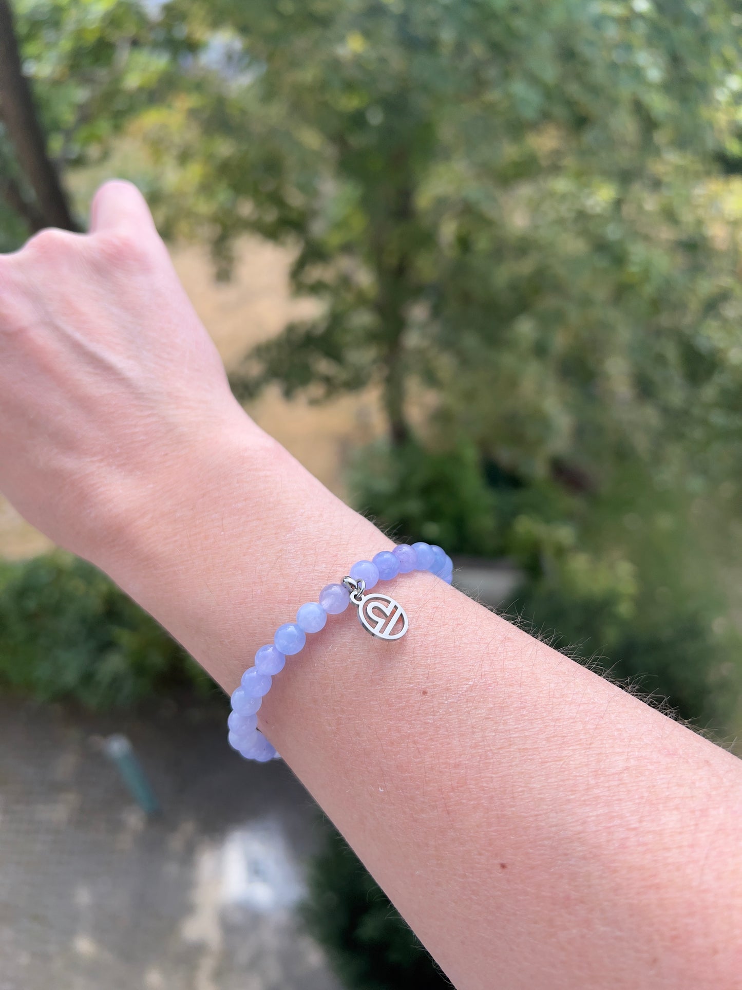Sternzeichenarmband Waage – Aquamarin 6 mm mit Charme (Silber oder Gold wählbar)