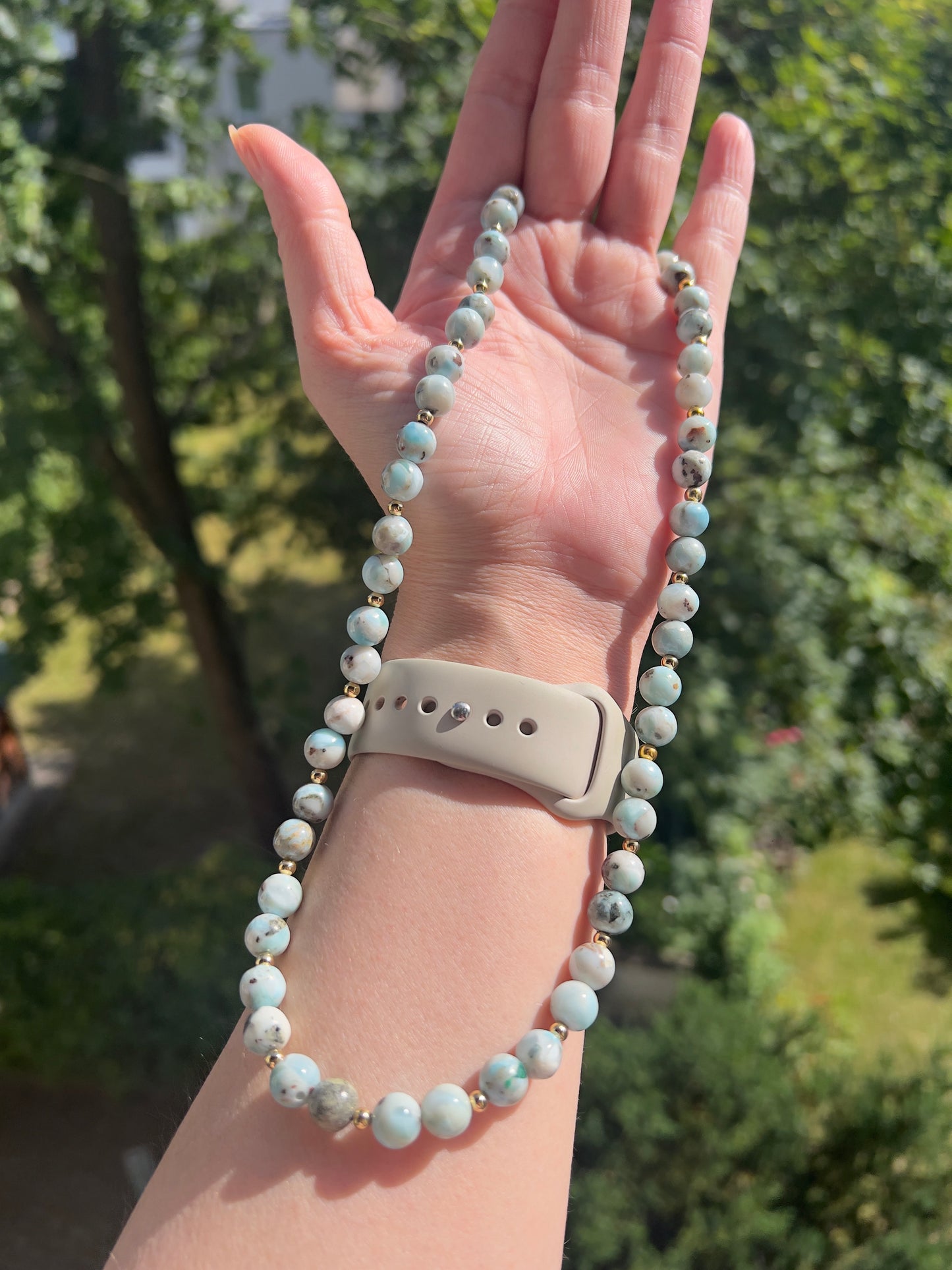 Larimar - Kette 8mm - Karibische Energie in AAA - Qualität
