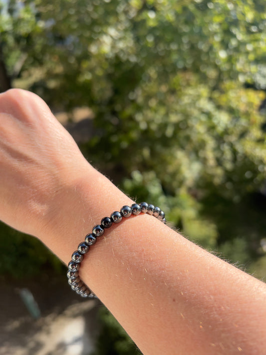 Armband Hämatit & Schwarzer Turmalin – 6 mm Schutz- & Energieausgleich