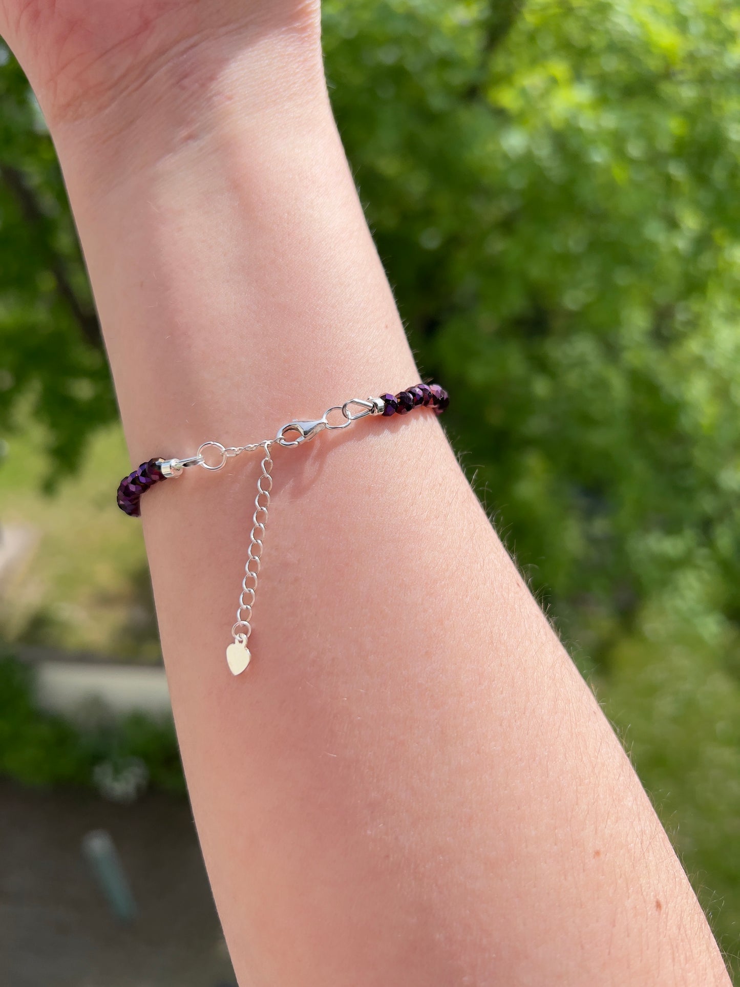 Facettiertes Kristallarmband in Lila – 4 mm | österreichischer Kristall | 925 Silber