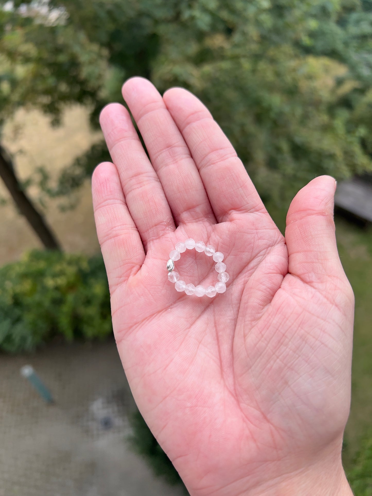Liebe & Harmonie – Ring mit Rosenquarz & Silbermuschel