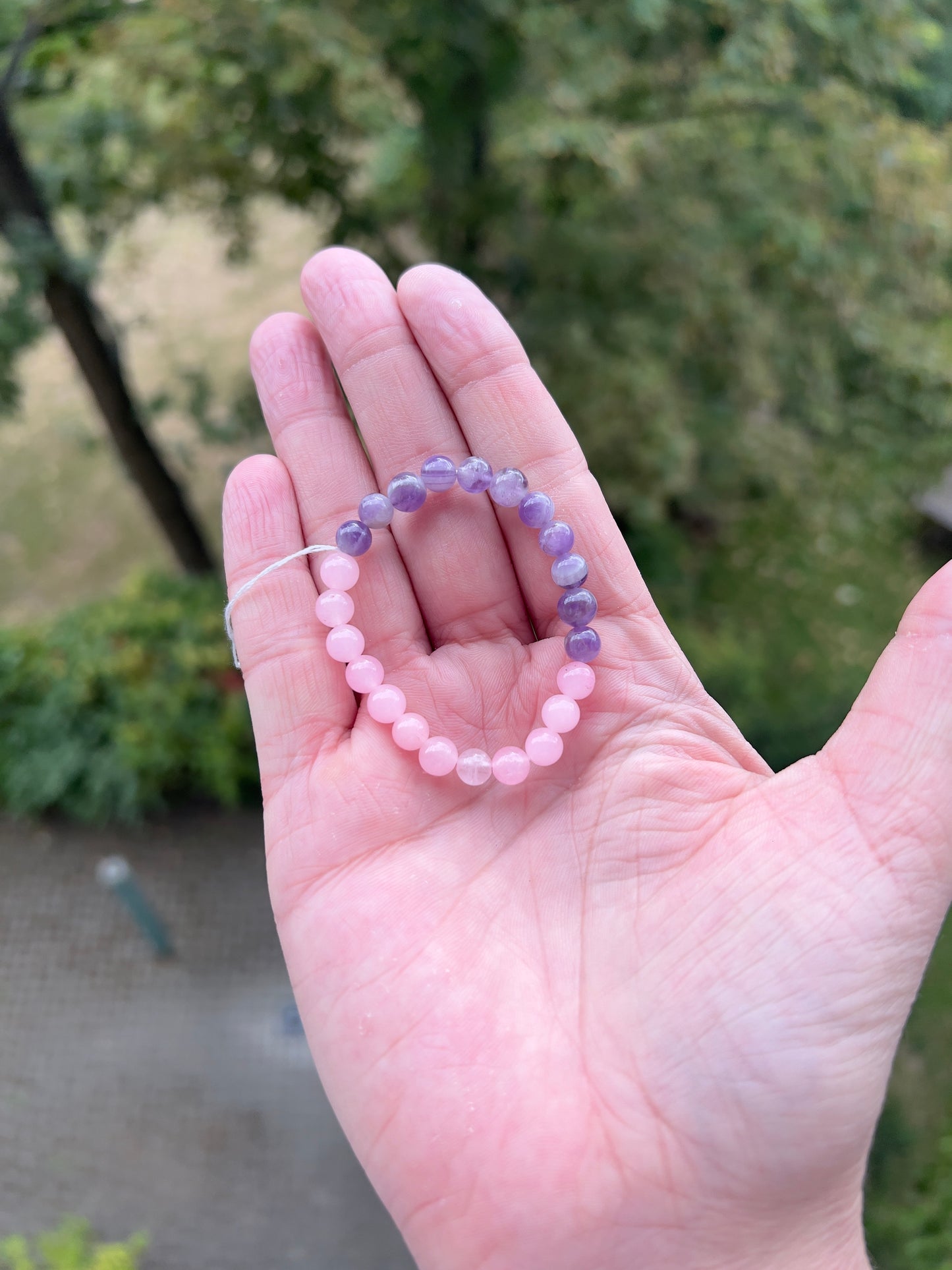 Armband „Ruhe & Geborgenheit“ – Rosenquarz & Dream Amethyst (6 mm)