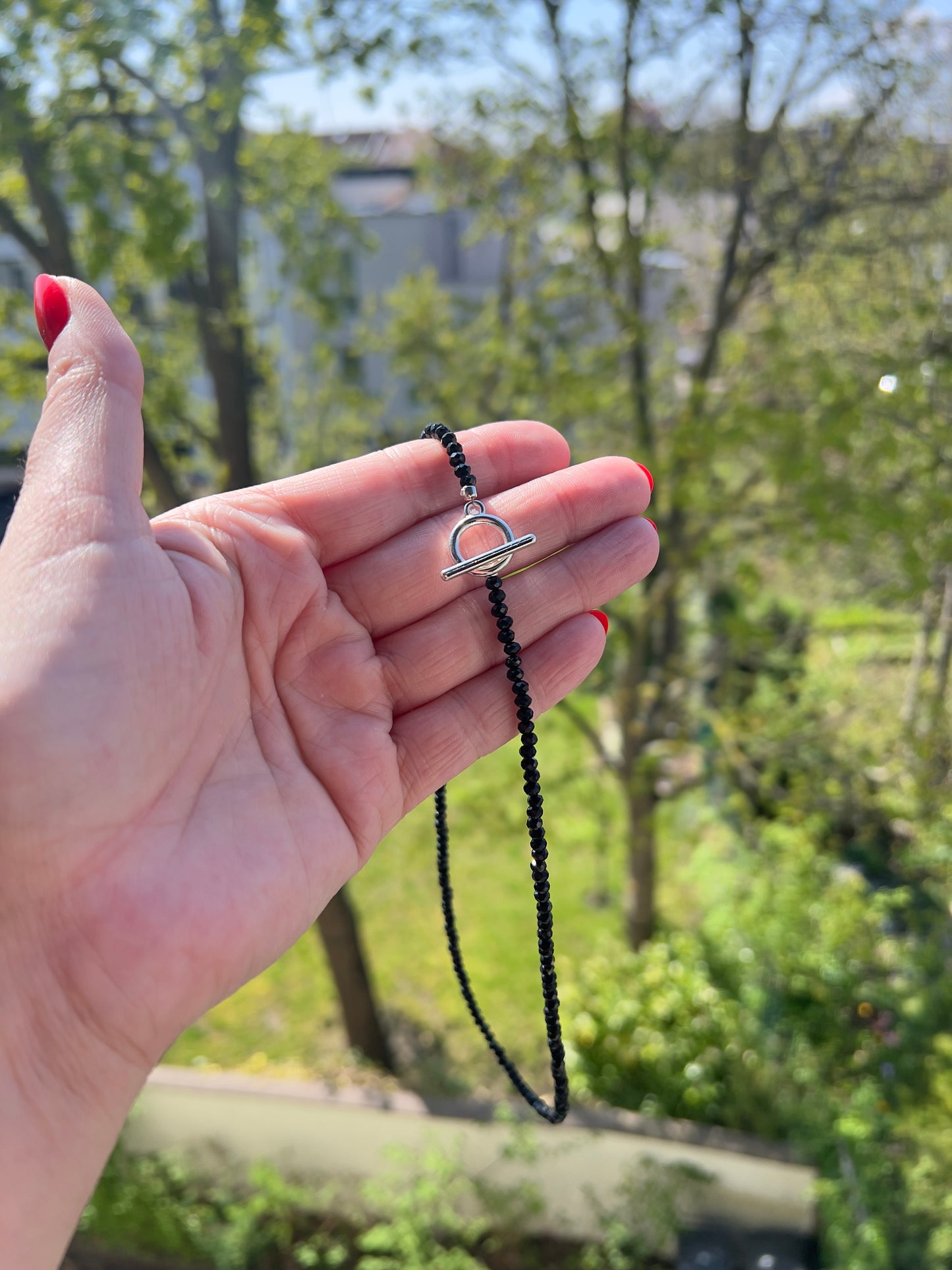 Kette „Schutz & Wandel“ – Schwarzer Achat 3,5 mm facettiert wandelbar | 48 cm Edelstahl