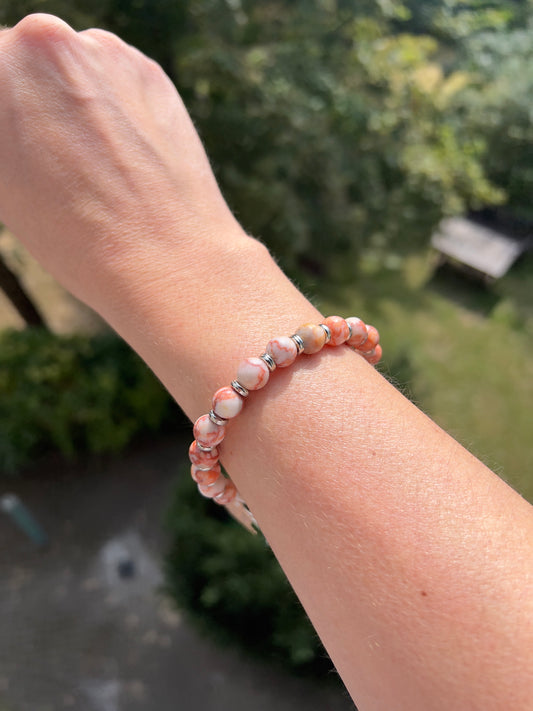 Harmonie & Stabilität – Armband mit Rosa Zebra Jaspis und 925er Silber