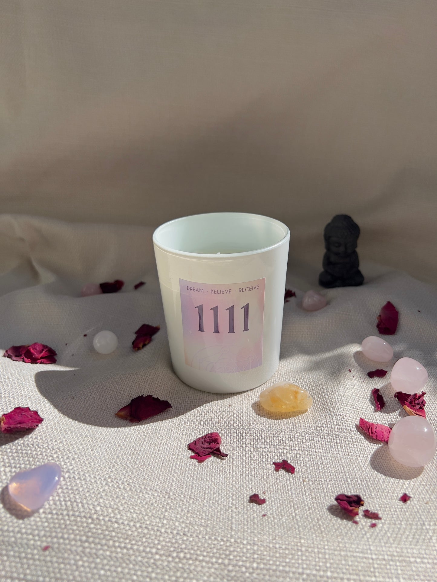 1111 Engelszahl Kristallchip-Kerze – Lavendel & Patchouli