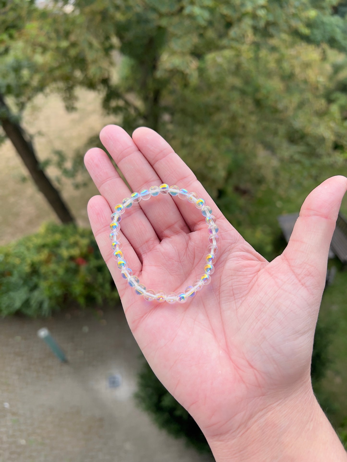 🌈 Armband „Opal-Spiegelglanz“ – Glasperlen mit opalisierendem Schimmer & Spiegeleffekt (6 mm) 🌈