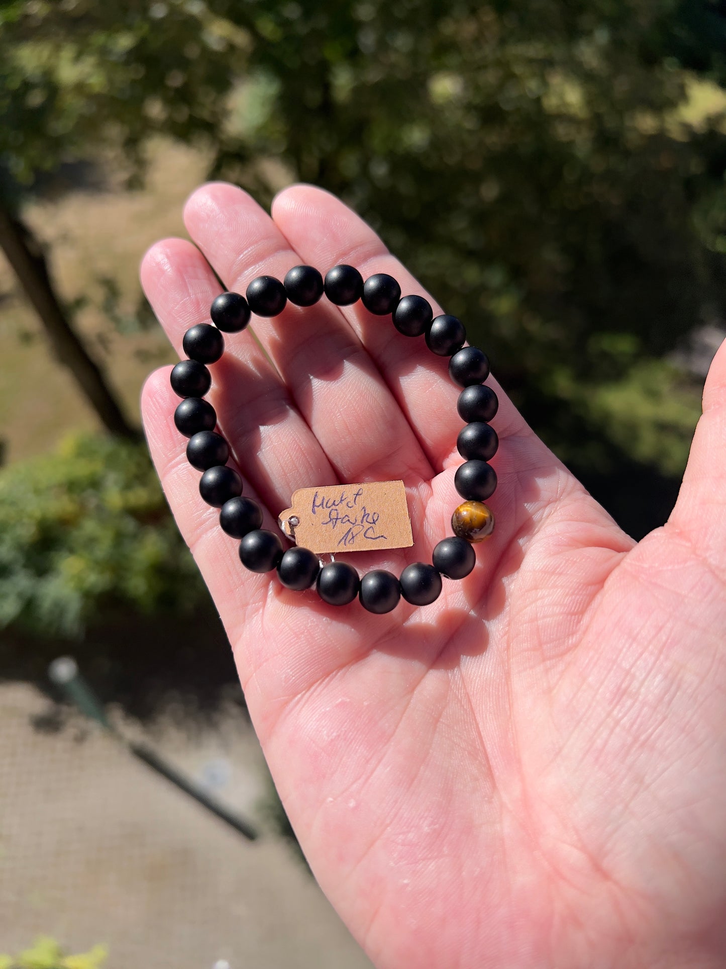 Armband – Tigerauge & Onyx matt 8 mm (Mut & Stärke, handgefertigt, elastisch)
