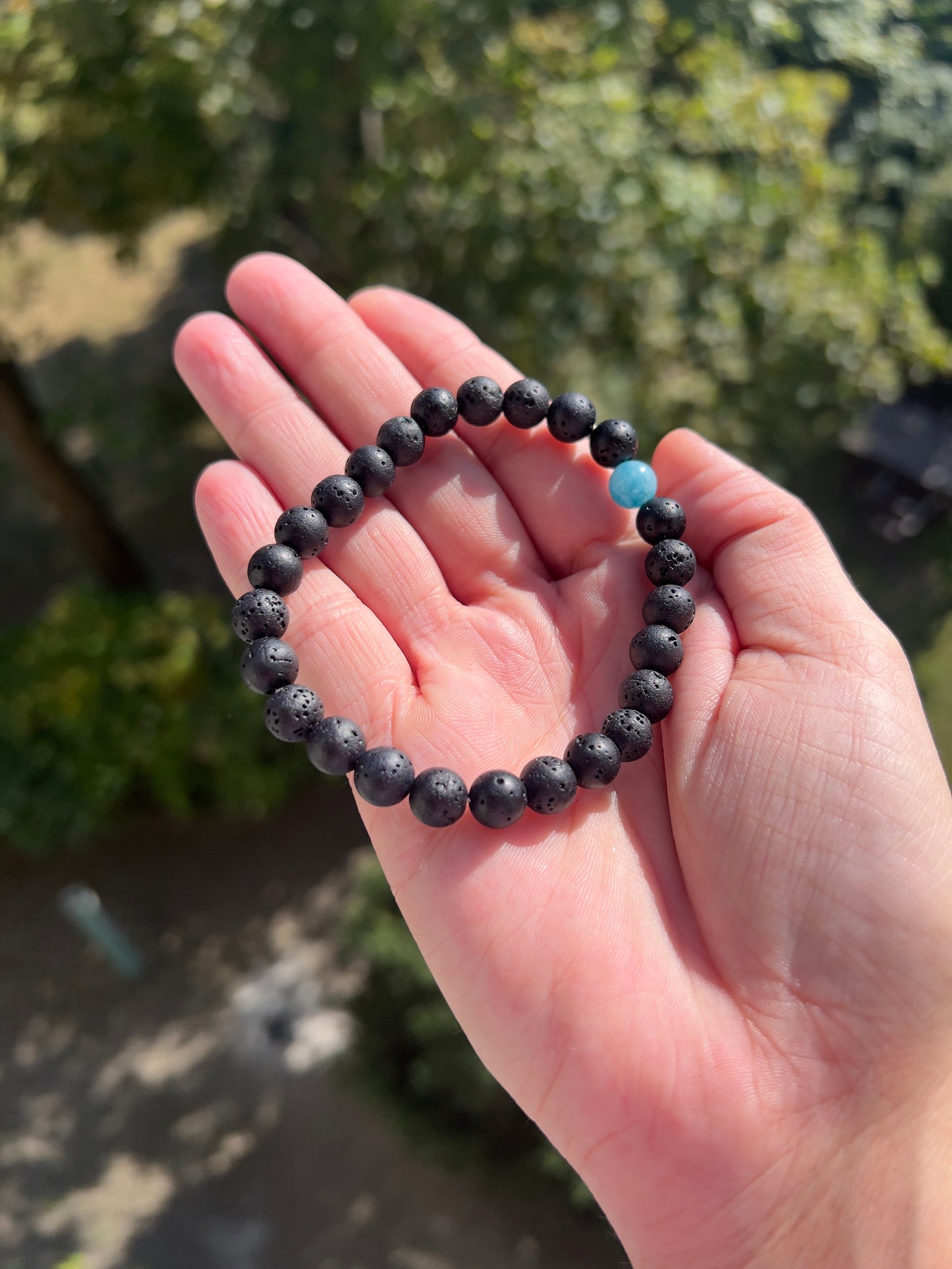 Lavastein & Larimar Armband – 8 mm – Erdung & innere Ruhe