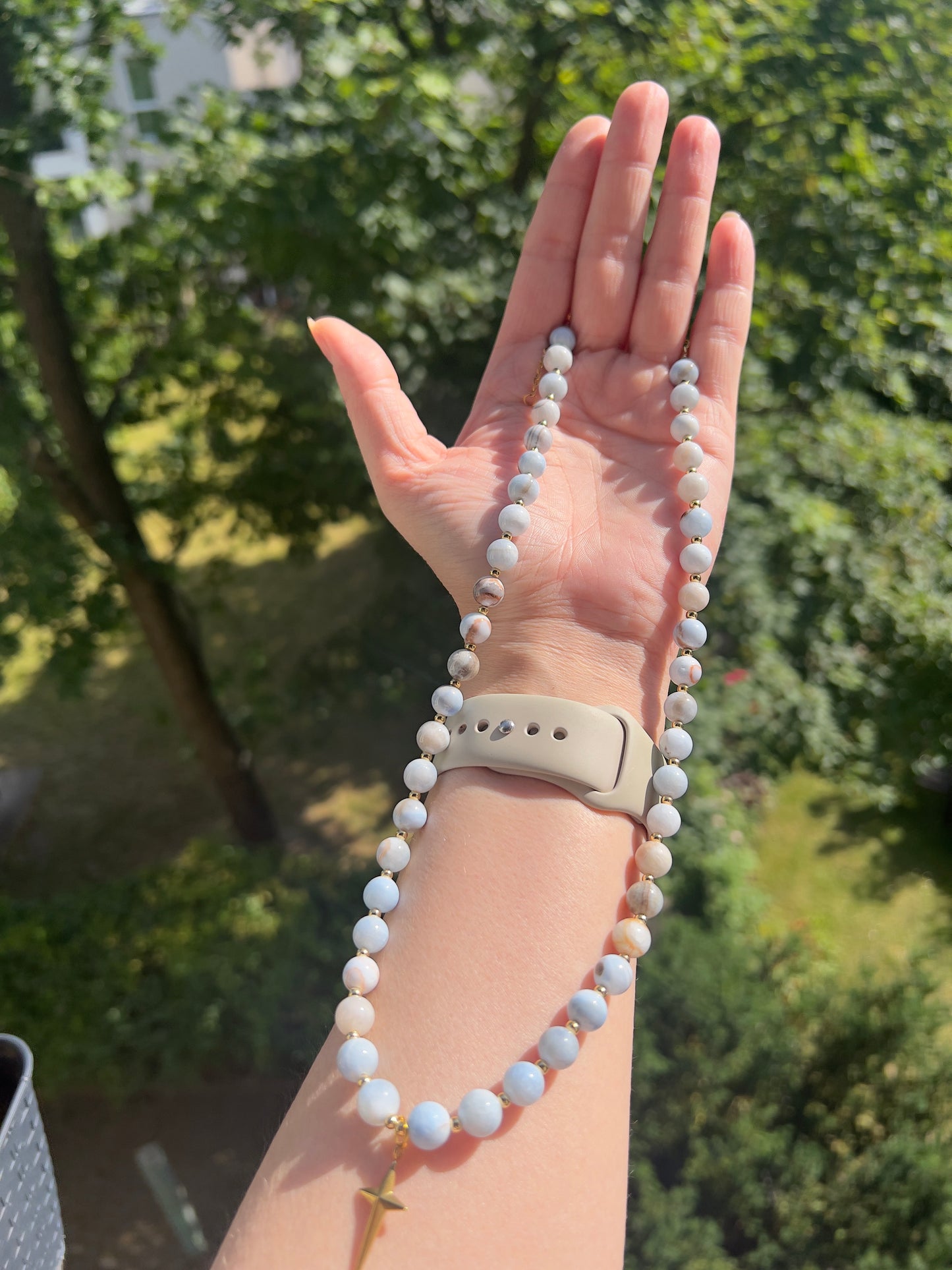 Chalcedon hellblau 8mm -Frieden , Kommunkation & himmlische Klarheit